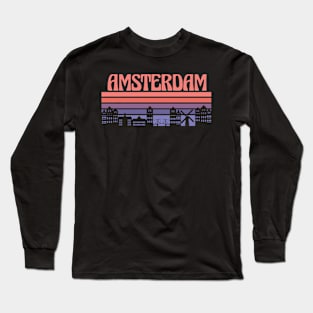 Amsterdam City Skyline Sunset Long Sleeve T-Shirt